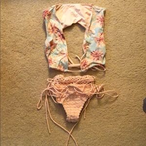 Frankie’s bikini never worn crochet bottom plunge